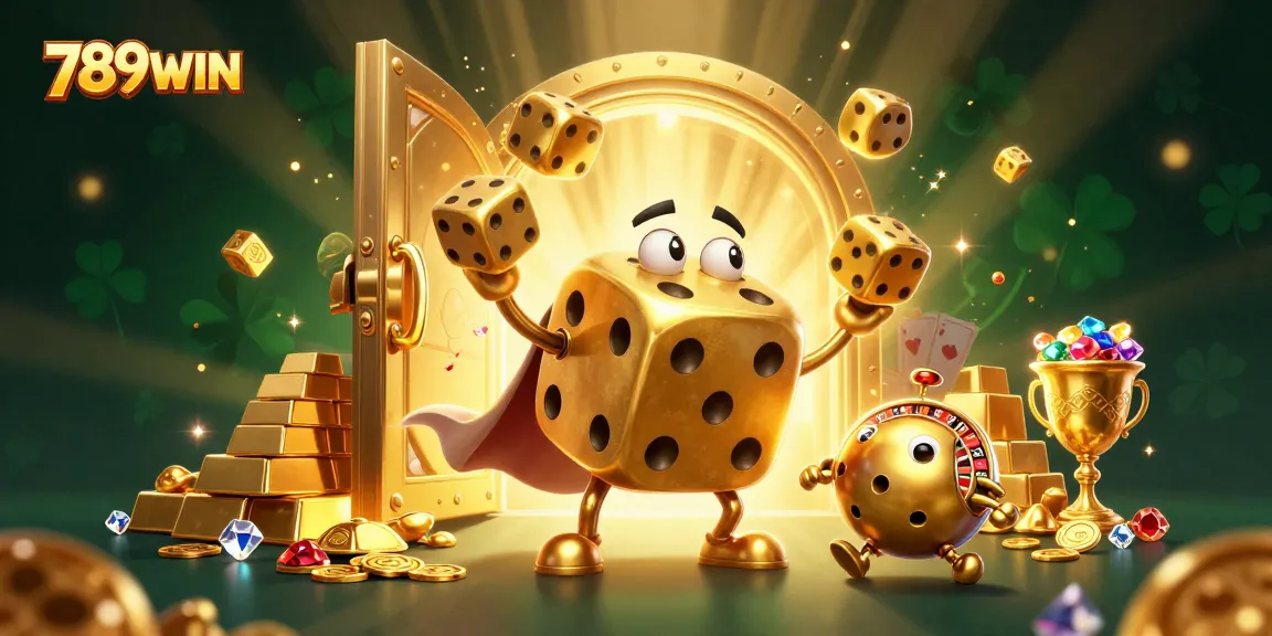 Experience the thrill of gaming at 789WIN with its massive golden dice and dazzling treasures.