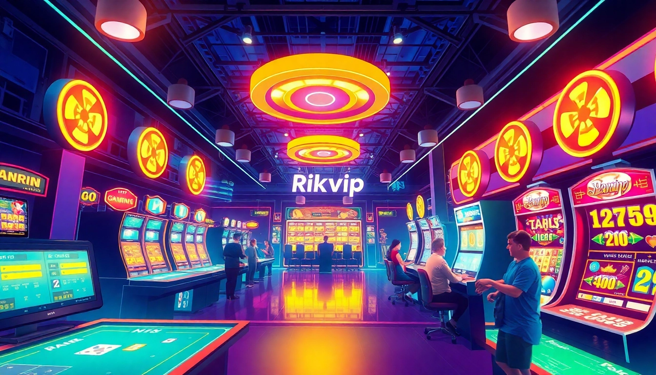 Engage with the thrilling link rikvip gaming experience featuring vibrant table games and digital ambiance.
