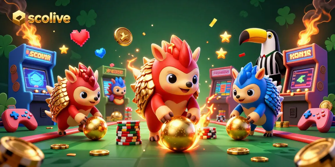 Socolive brings excitement as pangolins engage in a colorful, dynamic casino challenge among glowing games.
