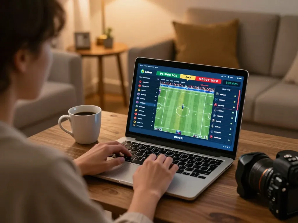 Engaging in sin88 online sports betting with live odds on a cozy laptop setup