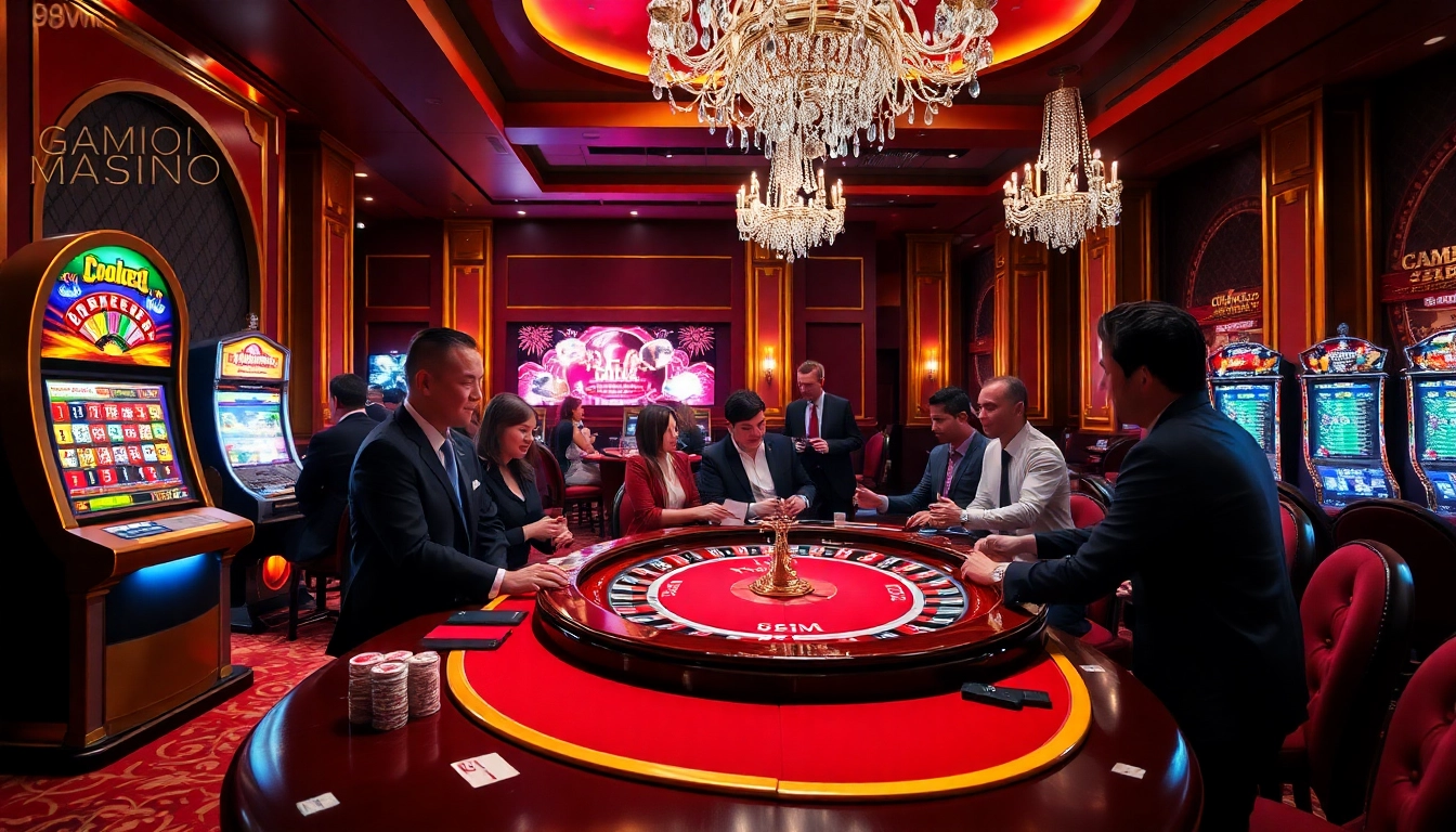 Experience the excitement of gambling at 98win com with a vibrant casino scene.