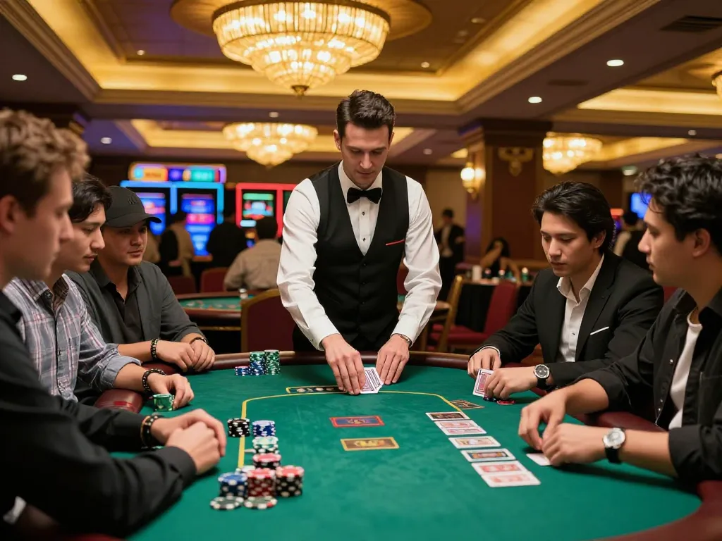 Players at King88 enthusiastically engaged in a blackjack game, showcasing strategy and excitement in a vibrant casino atmosphere.