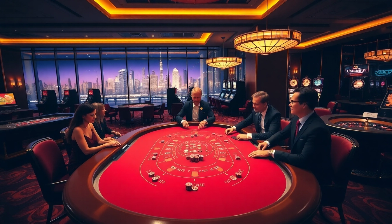Experience the excitement of Du88 at a luxurious casino poker table surrounded by eager players.