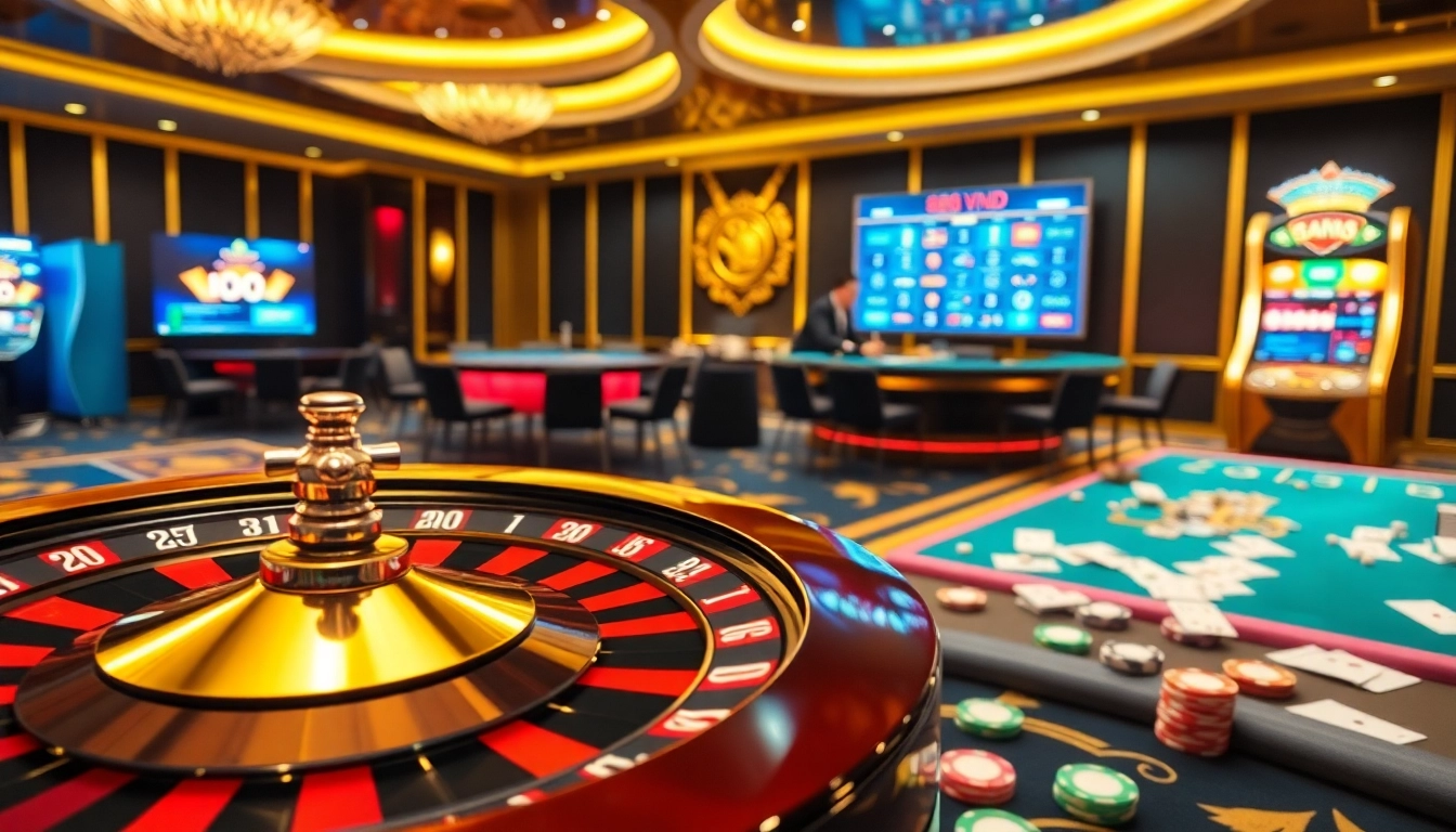 Experience the thrill of 888VND online casino with exciting tables and vibrant gambling elements.