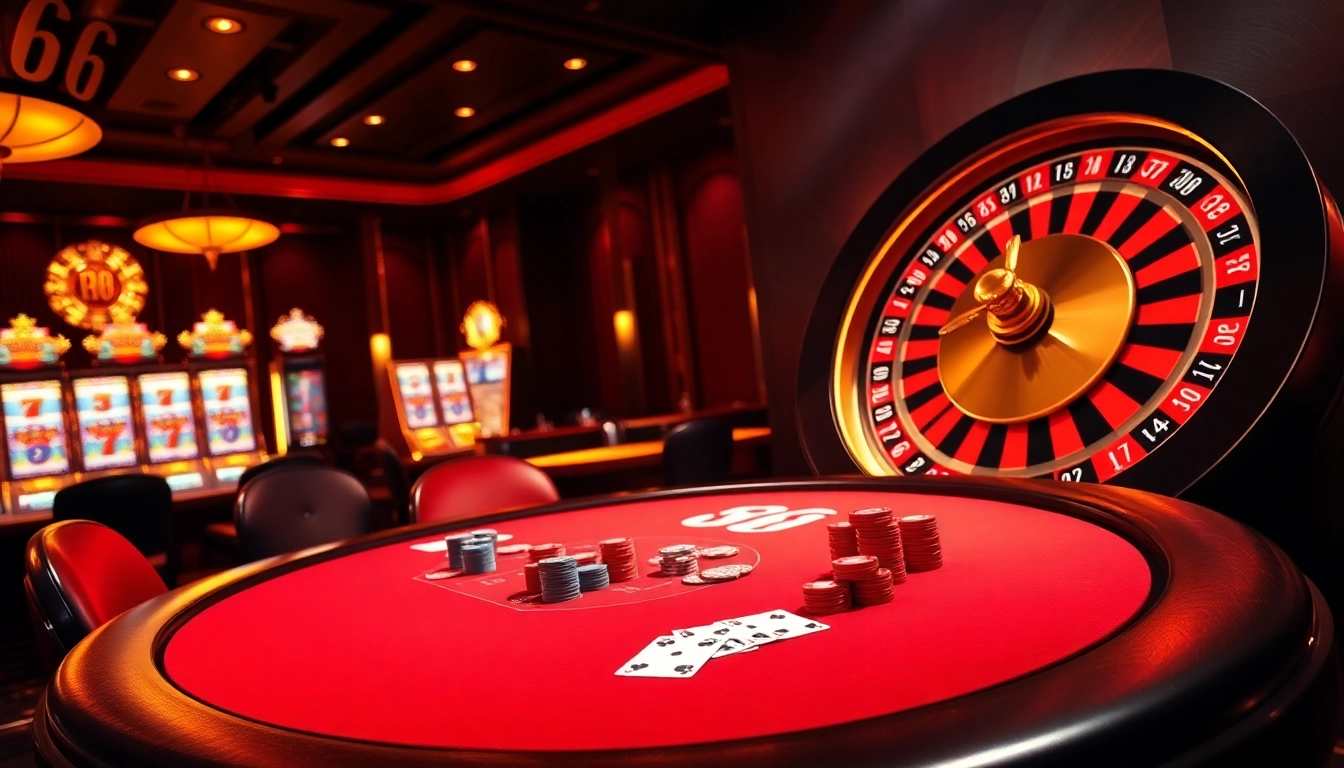 Experience the thrill of a poker game at MB66 with vibrant chips and cards.