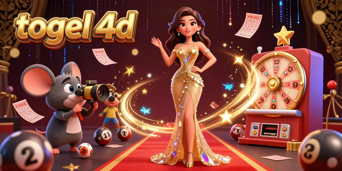 Experience thrilling togel 4d action with a glamorous scene of lottery excitement and vibrant 3D characters.