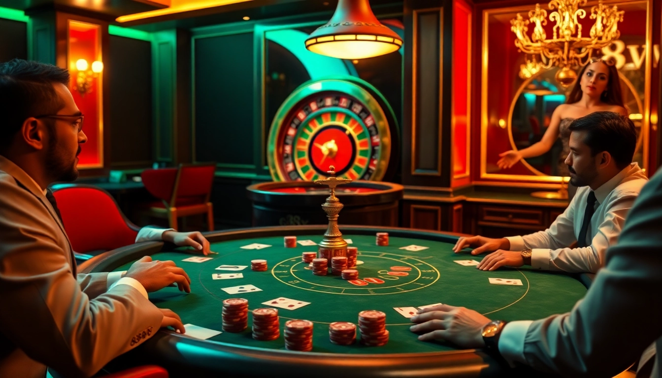 Experience the thrill of gaming at trang chủ 88vv with luxurious poker tables and a vibrant atmosphere.