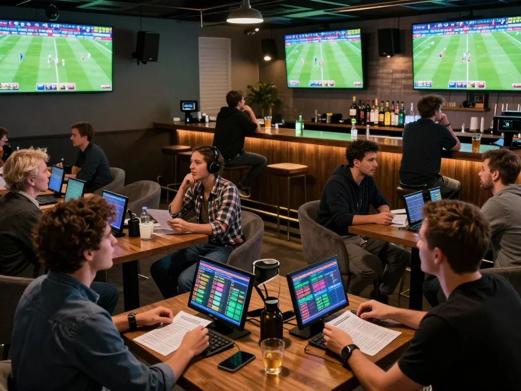 Tỷ lệ kèo nhà cái 5 displayed prominently on screens as excited bettors analyze game outcomes and betting slips