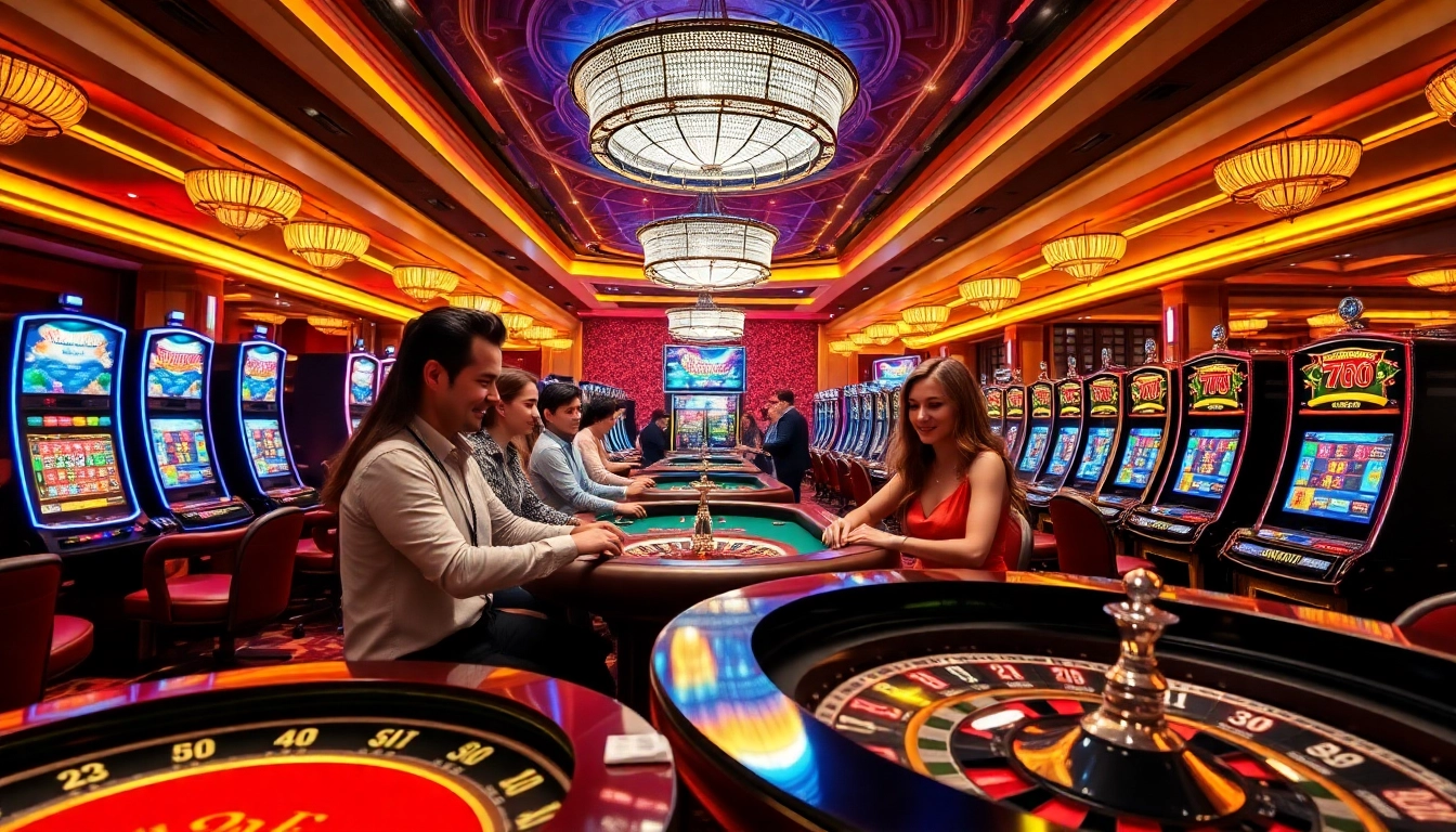 Engaged players experiencing the excitement of gaming at 789club casino with vibrant atmosphere.