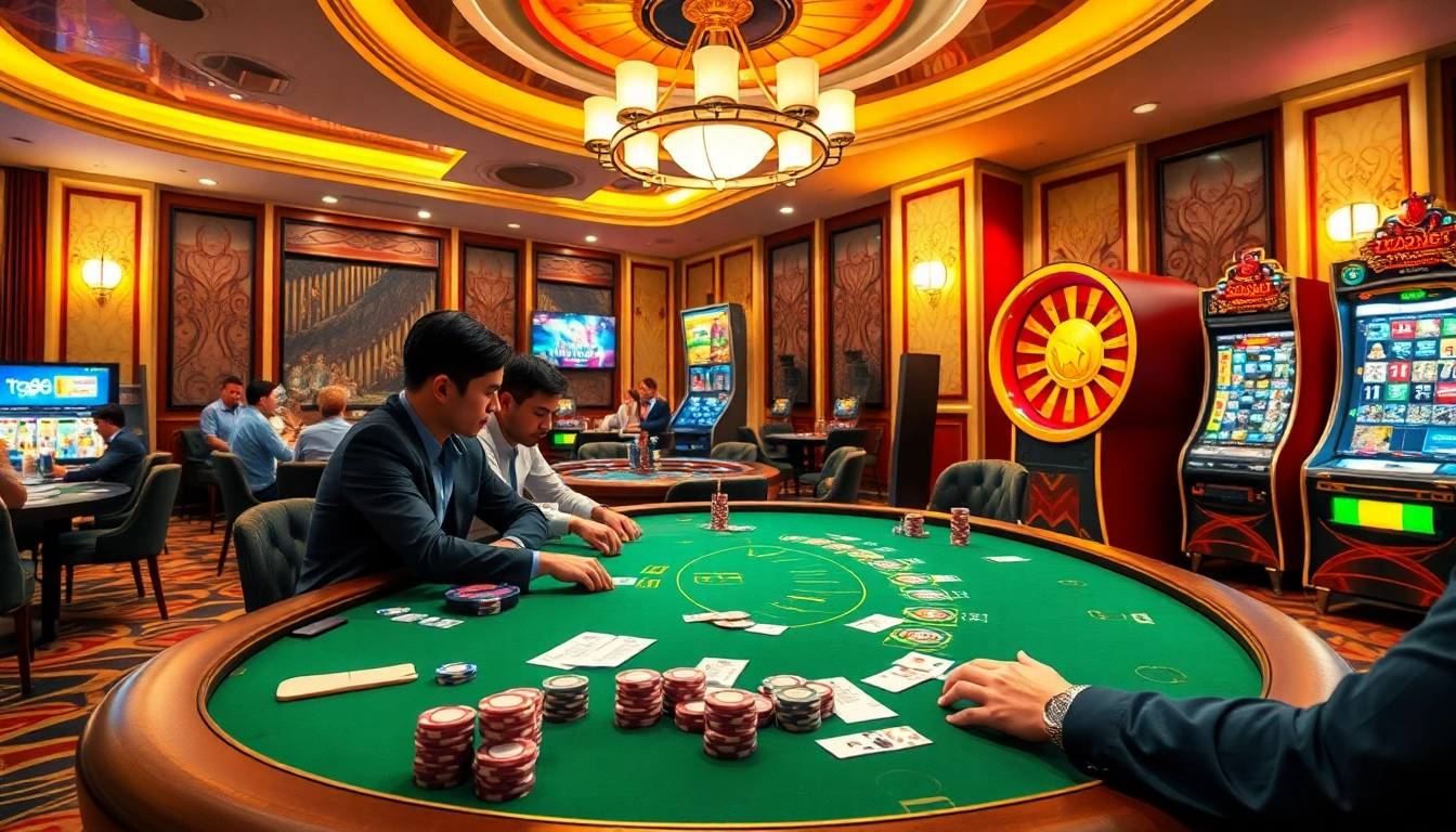 Experience thrilling games at tg88 group with players engaged in poker and roulette.