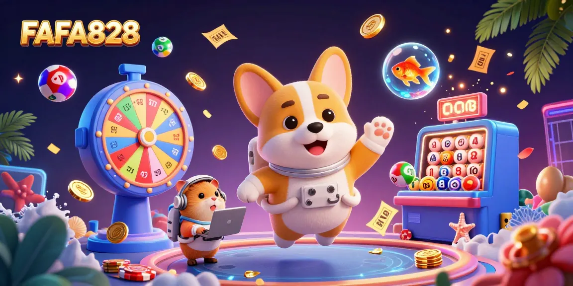 Engage with FAFA828 as the astronaut corgi explores a vibrant casino galaxy of games and prizes.