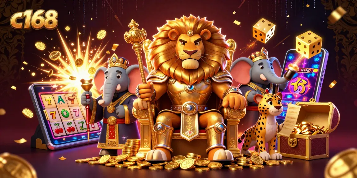 Experience thrilling gaming action at c168 with vibrant 3D casino elements bursting with excitement.