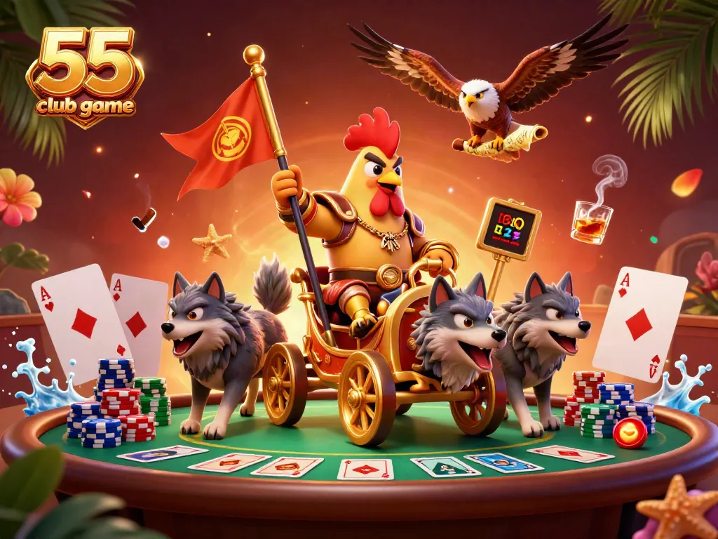 Experience the thrill of 55 club game with unique characters and vibrant casino elements.