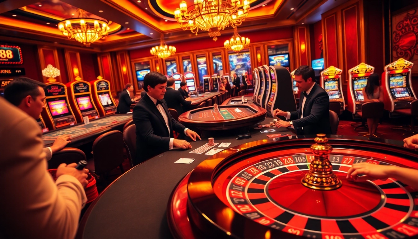 Experience the thrill of tr88 casino with vibrant poker tables and exciting card games in a luxurious setting.