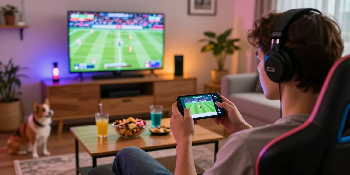 Experience the 123b tải app in an engaging mobile gaming setup with vibrant colors and cozy atmosphere.