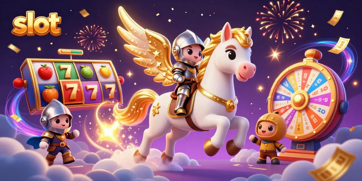 Spinning slot reels and vibrant 3D characters create an exciting gambling scene.