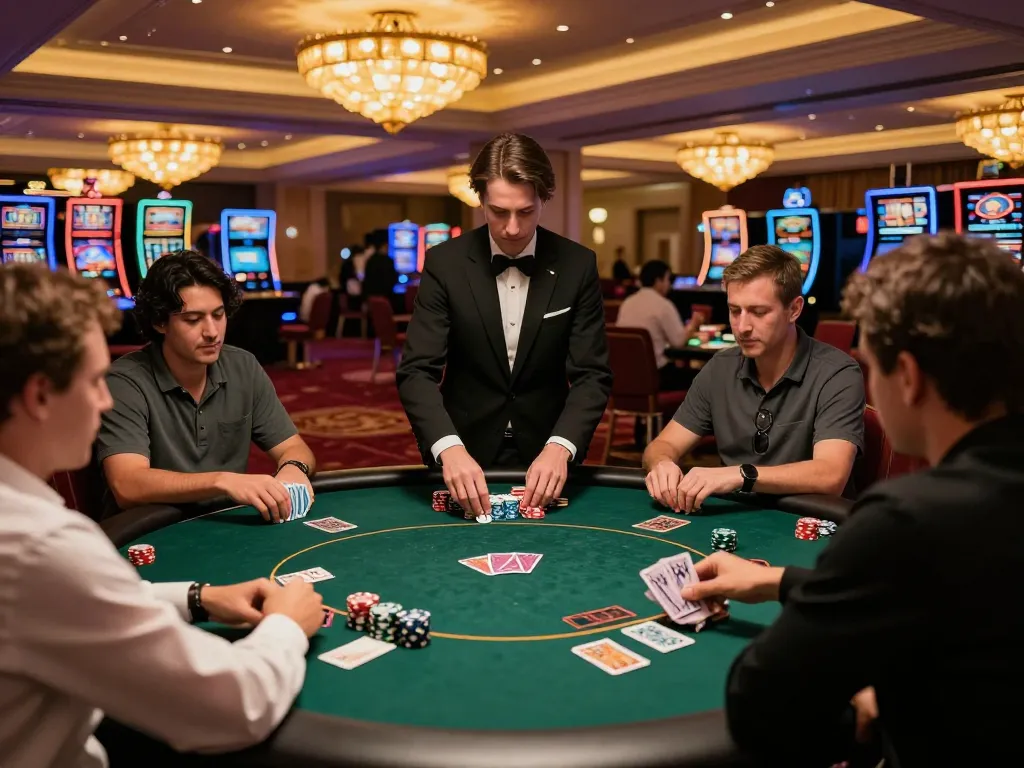 Players enjoying a high-stakes game at NK88 casino with warm ambient lighting and elegant décor.