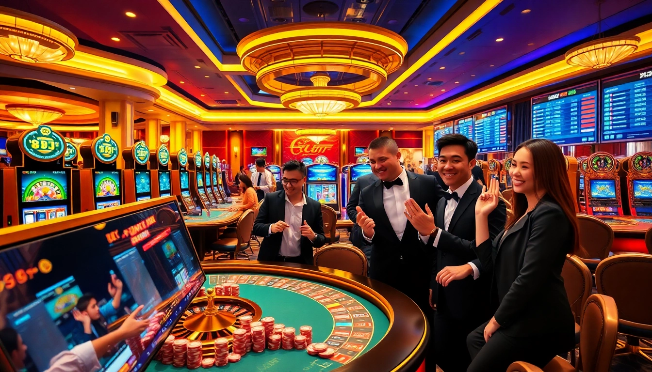 8kbet offers a thrilling casino experience with vibrant gaming tables and elegant decor.