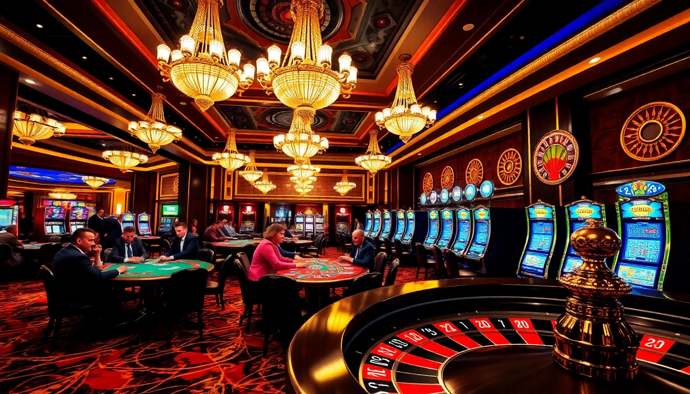Engaging scene of casino excitement capturing bdtk66 blog with poker tables and roulette wheels.