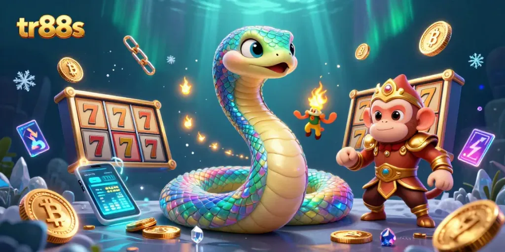 Engage with tr88s through a vibrant 3D digital casino adventure featuring a unique rainbow serpent and golden monkey king.