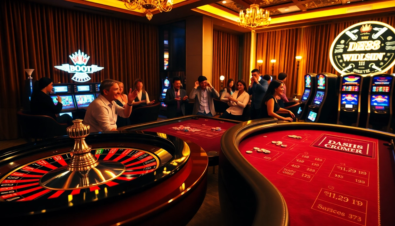 Engaging players at a vibrant casino table featuring dh88-themed decor and luxury gaming elements.