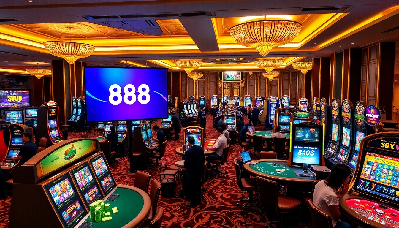 Link 888VND displayed on a vibrant online gambling interface with luxurious casino elements.