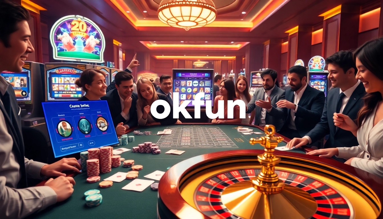 Exciting casino experience at okfun with vibrant chips and cards on the table.