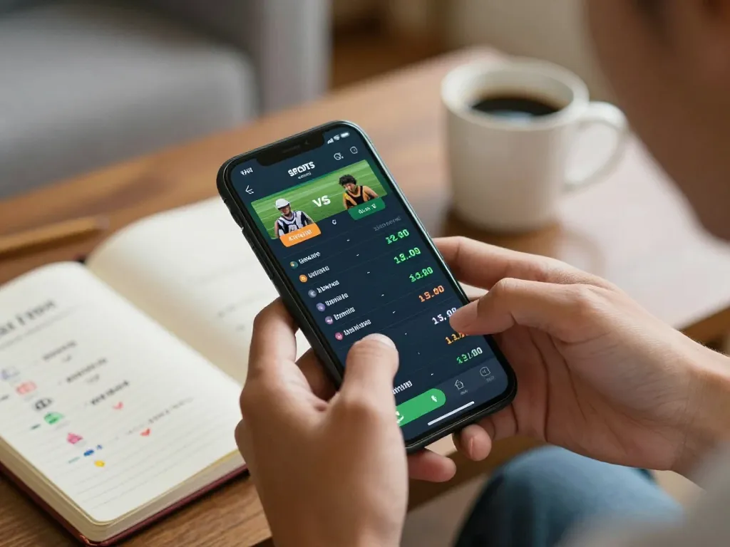 Engaging sports betting experience with Go 88 app on smartphone in cozy home setting