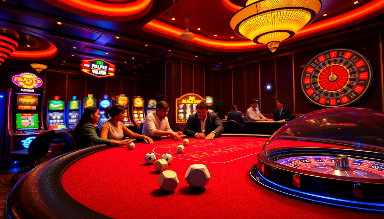 Play and win big at https://8xx.golf/ in a thrilling casino atmosphere with poker tables and slot machines.
