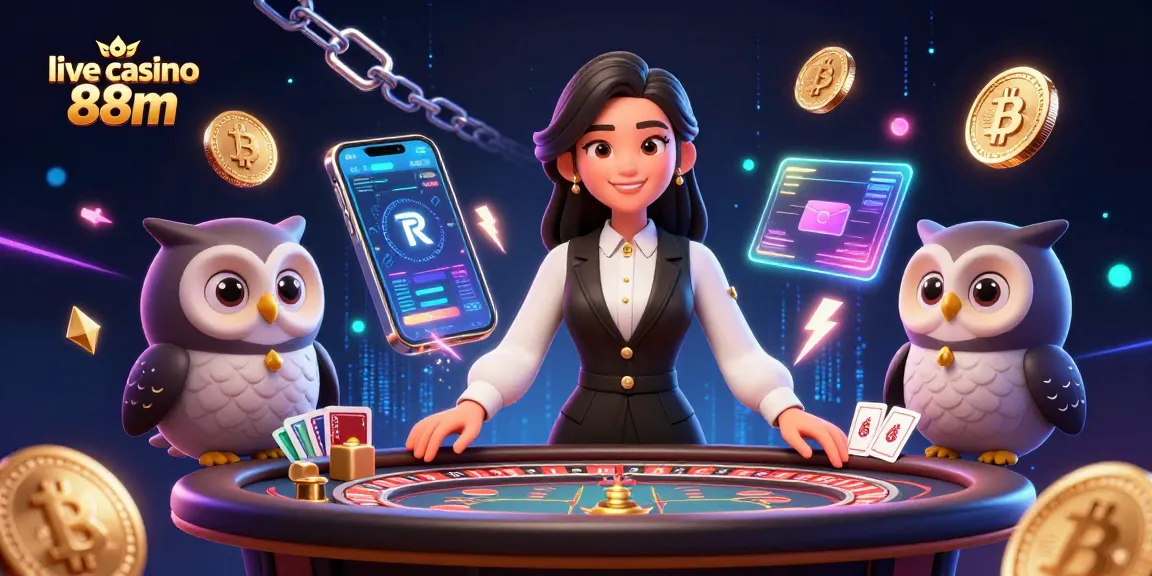 Engage in live casino 88m thrill with an elegant dealer and vibrant gaming elements.