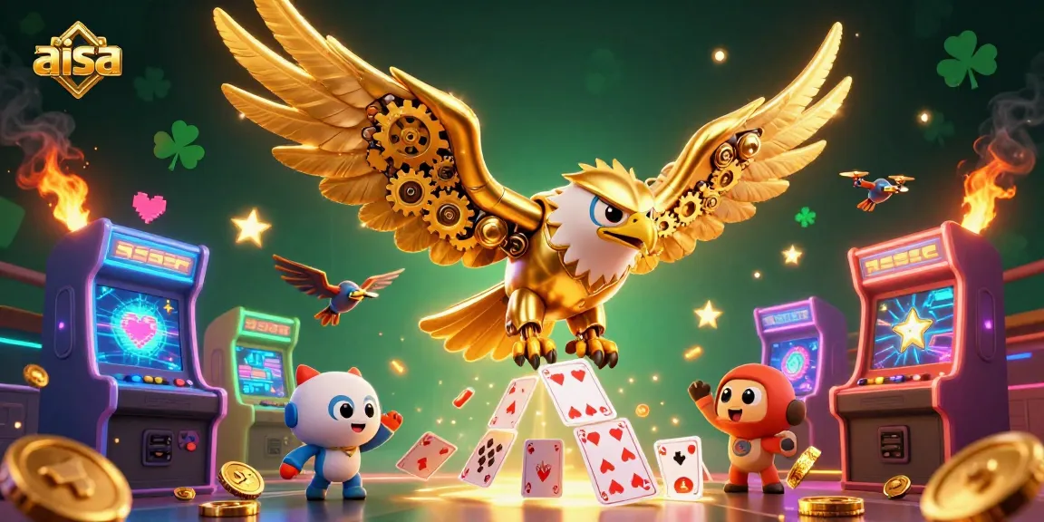Experience thrilling gameplay with aisa as the golden eagle dives through dazzling casino elements.