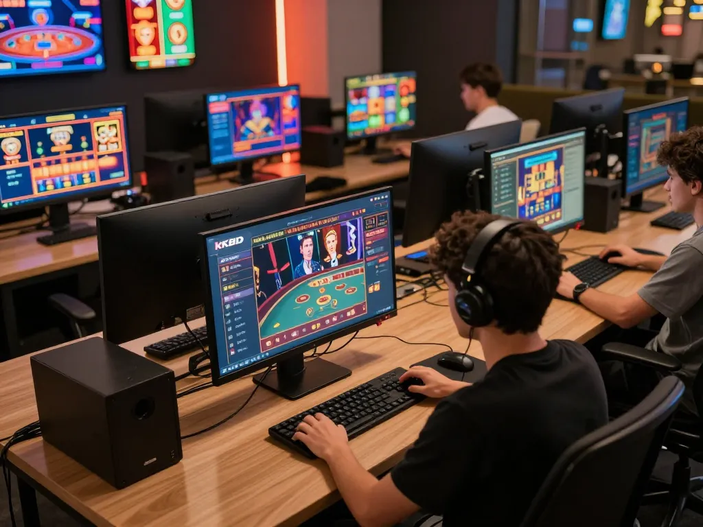 Engaging KKBD online gaming session on multiple screens, showcasing vibrant live casino games.