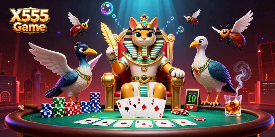 Experience the excitement of X555 Game with vibrant visuals and dynamic poker elements.