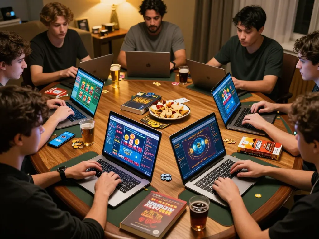 Players enjoying online games at home, exploring 98win's exciting gaming options.