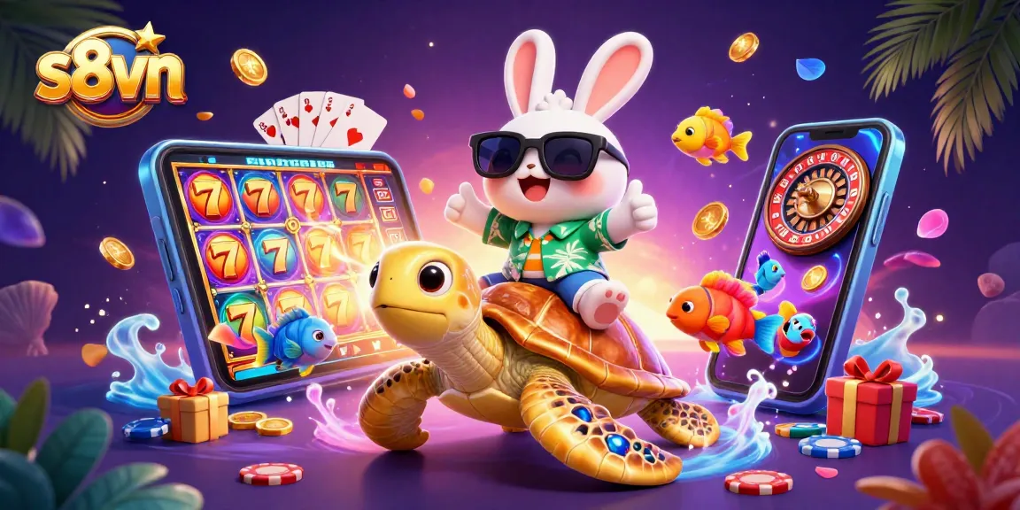 s8vn players win big with an adorable lucky rabbit and golden turtle in this casino scene