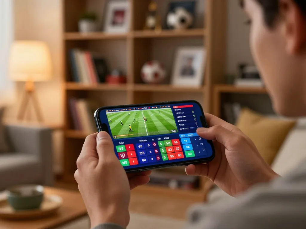 Bongdalu user actively engaging in sports betting on smartphone, showcasing live match and betting odds.