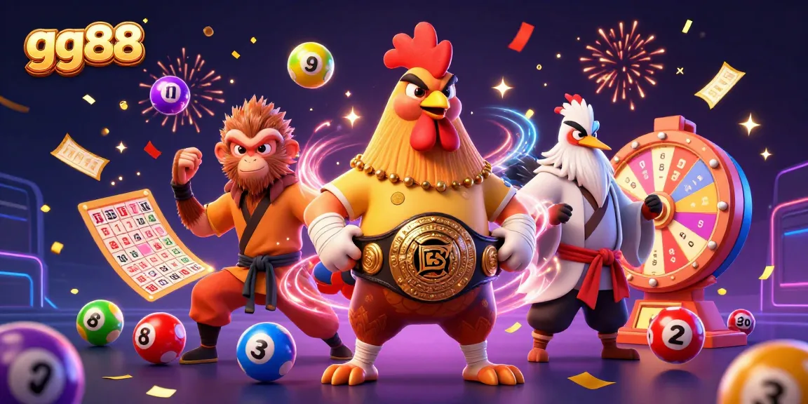 Spin the reels and win big with gg88 in this vibrant, celebratory casino illustration.