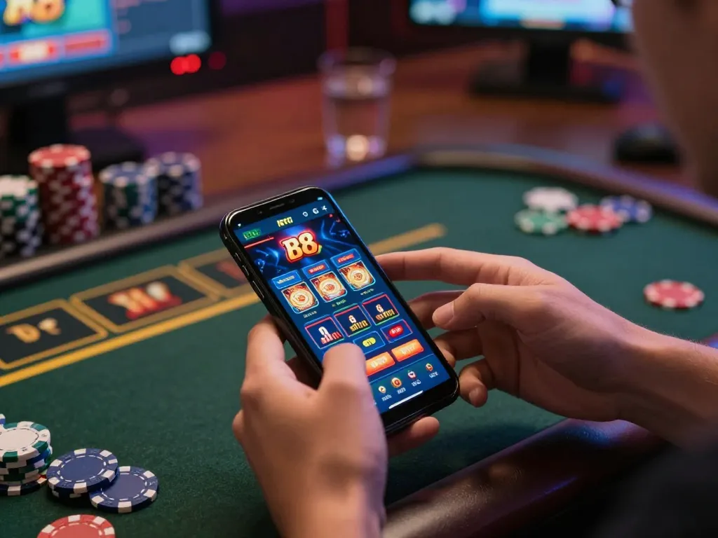 Player enjoying the rr 88 online casino experience on mobile with vibrant betting graphics.