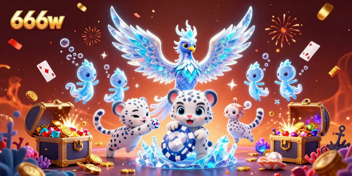 Experience thrilling gaming at 666w with an ice phoenix, poker chips, and dazzling visuals.