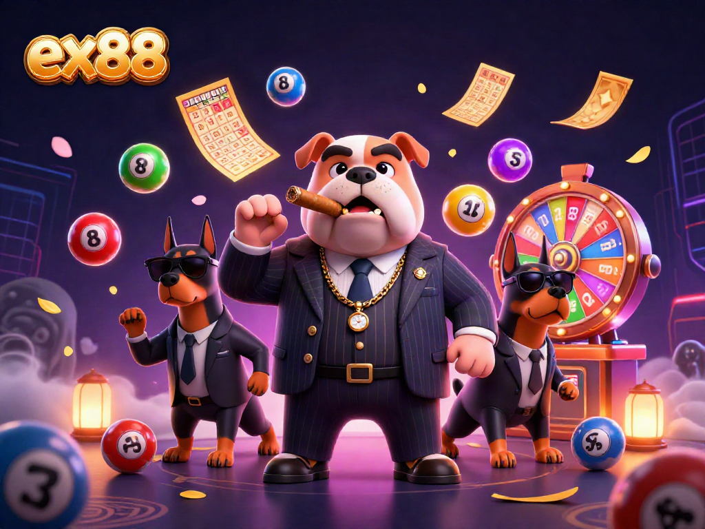 Experience thrilling moments at ex88 with cartoon mafia boss and dynamic gambling elements.
