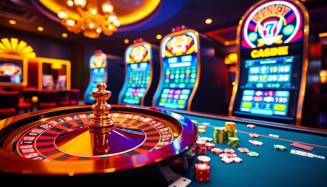 Play exciting games at https://nk88zz.bio/ featuring a vibrant casino table with dynamic gambling elements.