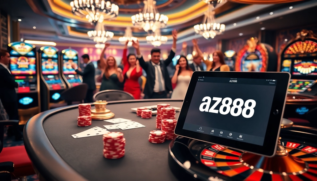 Gambling thrill with online interface at https://az888.futbol showcasing poker, slots, and roulette.