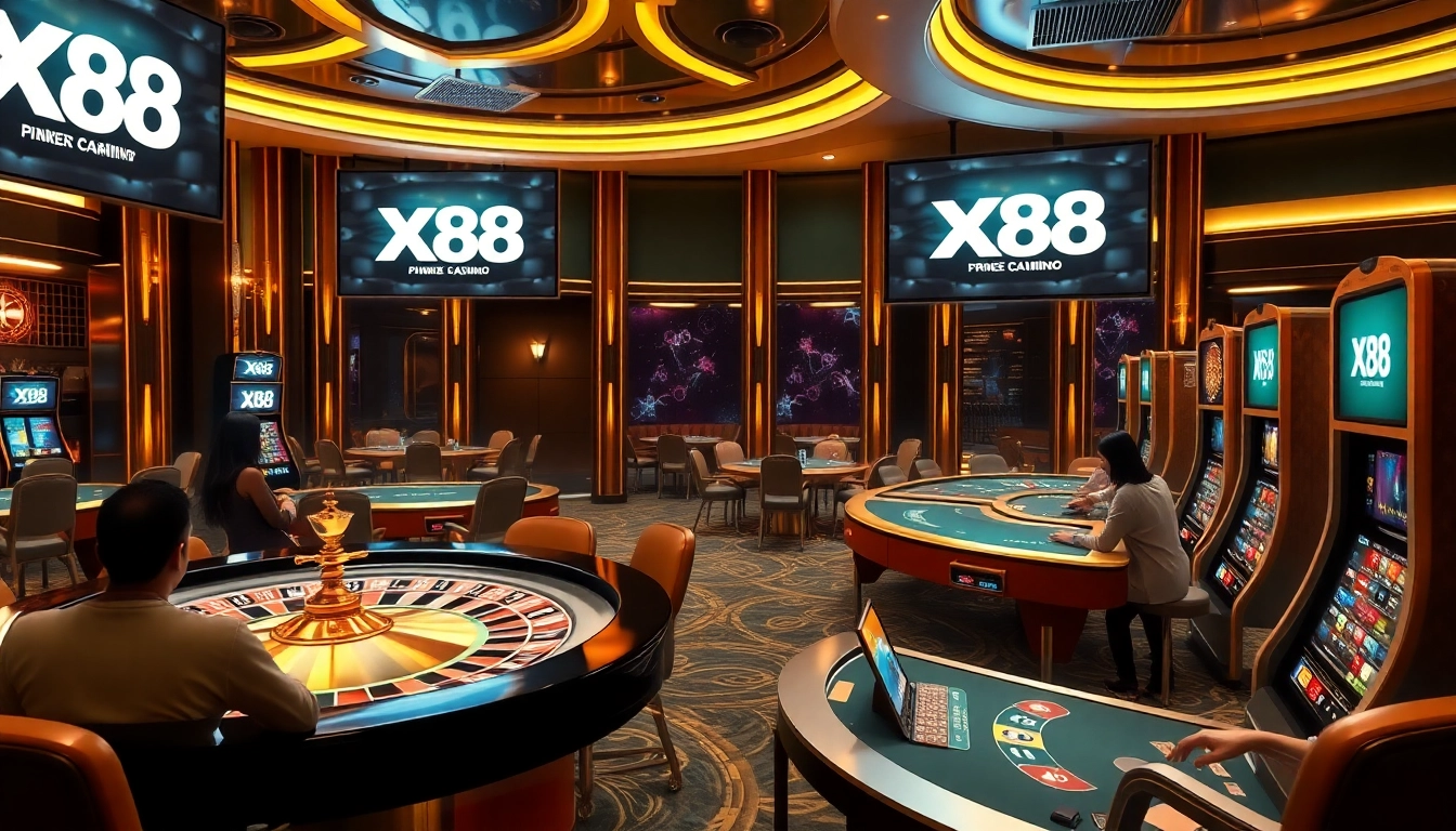 X88 captivates players with an upscale online casino experience, featuring vibrant gaming elements.