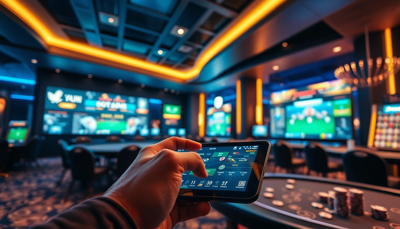 Experience the thrill of online betting at okvipwin.live with engaging visuals of casino games and sports betting.