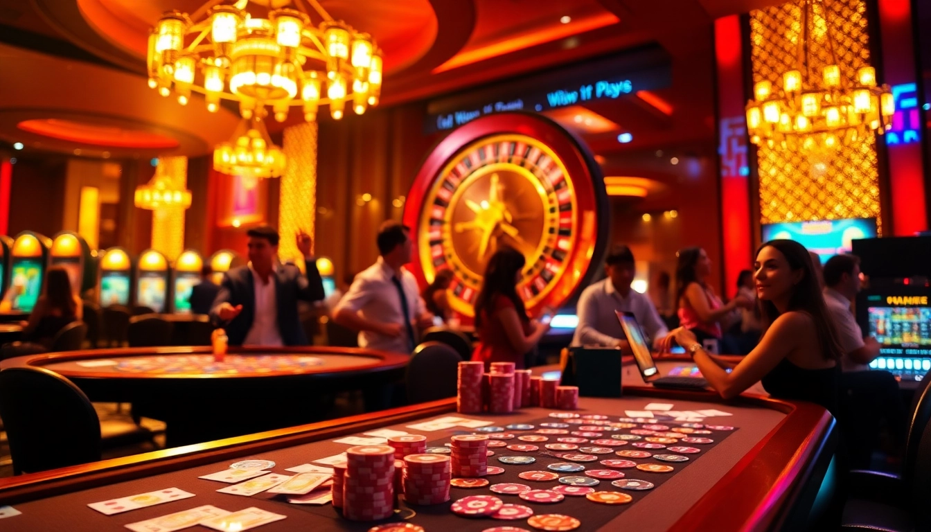 MMOO players engaged in high-stakes gaming at vibrant casino tables, showcasing thrilling bets.
