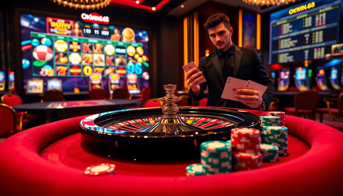 Experience thrill and excitement at https://okwin68.net/ with dynamic roulette, cards, and vibrant casino elements.