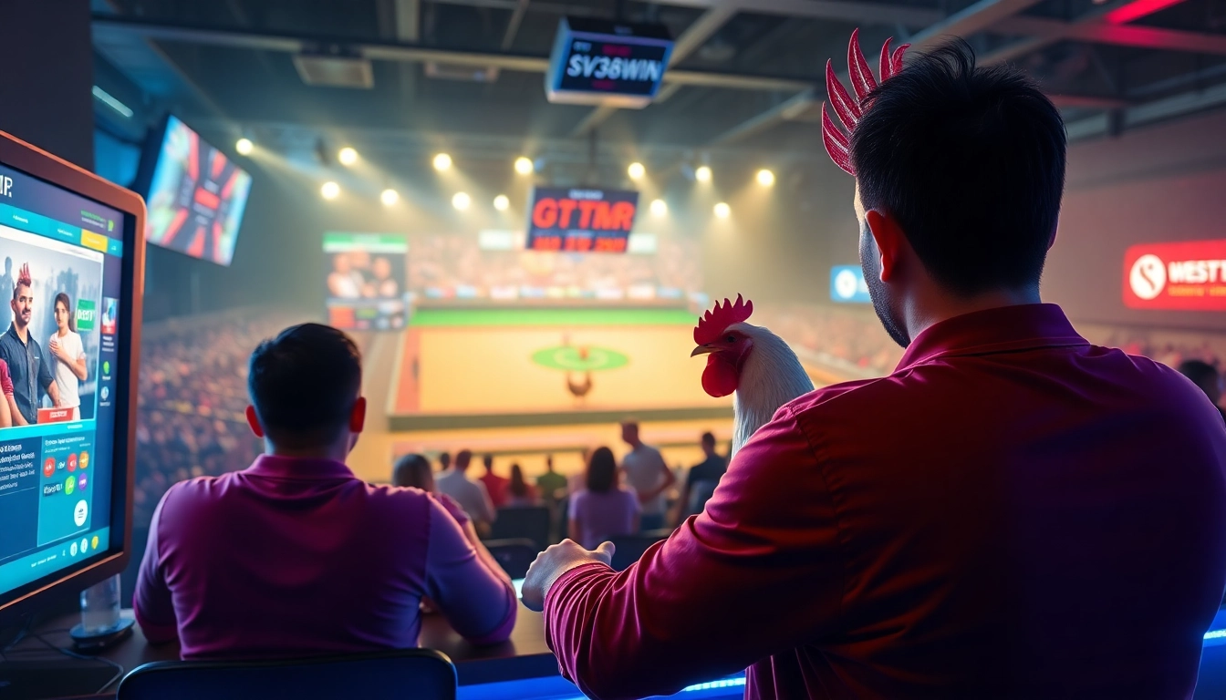 Exciting online cockfighting betting scene at sv368win.live with live-streaming interface.