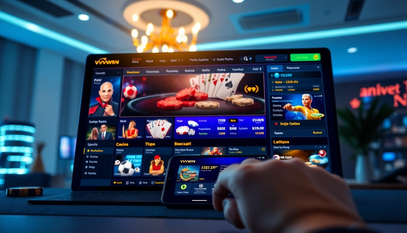 Interactive digital betting interface showcasing games on vvvwin88.live