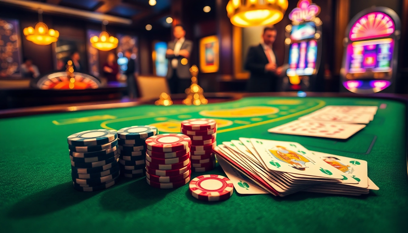 Experience the thrill of gaming at 69vn.gb.net with a vibrant casino scene featuring poker and roulette.