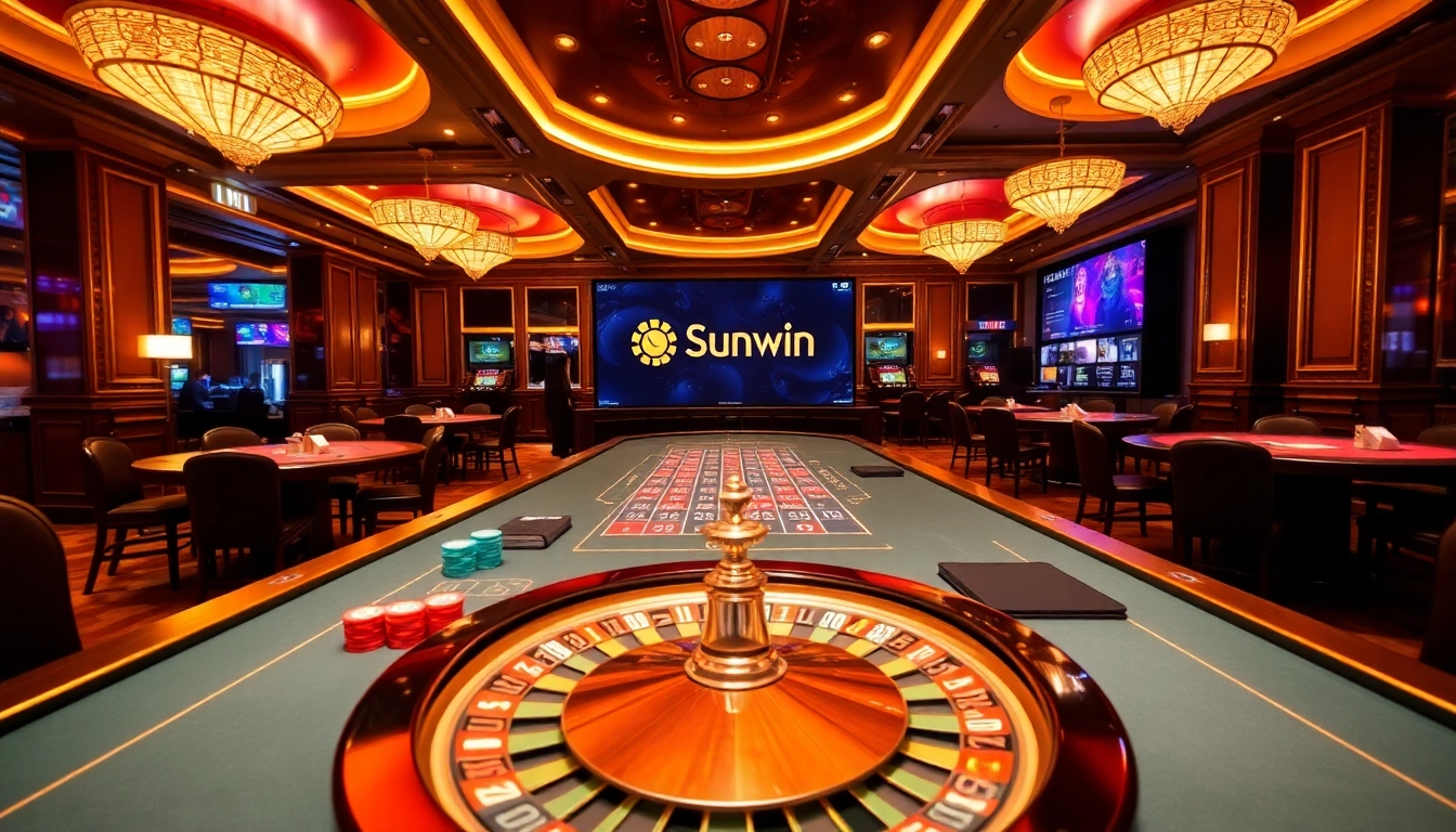 Win big at https://sunwin5.org/ with a stunning casino ambiance featuring poker and baccarat tables.